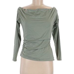 Women's Sage Off-Shoulder Long Sleeve Top Abercrombie and Fitch, M